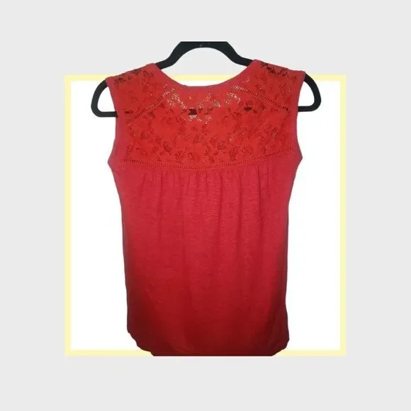 Madewell Red Lace Top Blouse XS - Picture 4 of 7